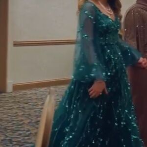 Emerald Green Dress with Train